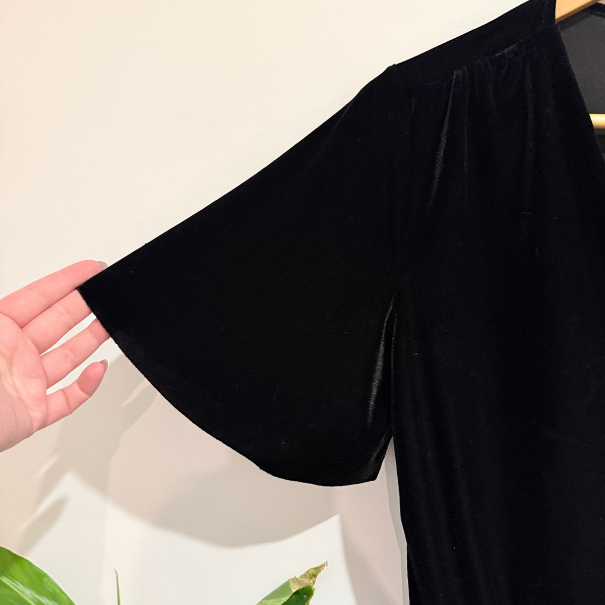 Zara Black Velvet Wrap Front Bodysuit Size M