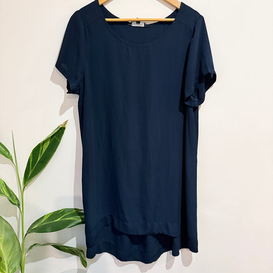 Glassons Navy Short Sleeve Longline Sheer Tunic Size 16
