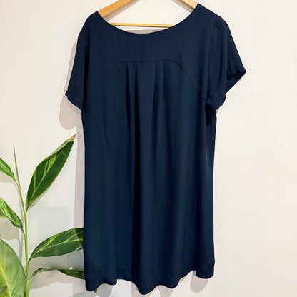 Glassons Navy Short Sleeve Longline Sheer Tunic Size 16