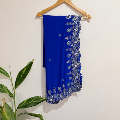 Royal Blue Beaded and Jewelled Embroidered Saree