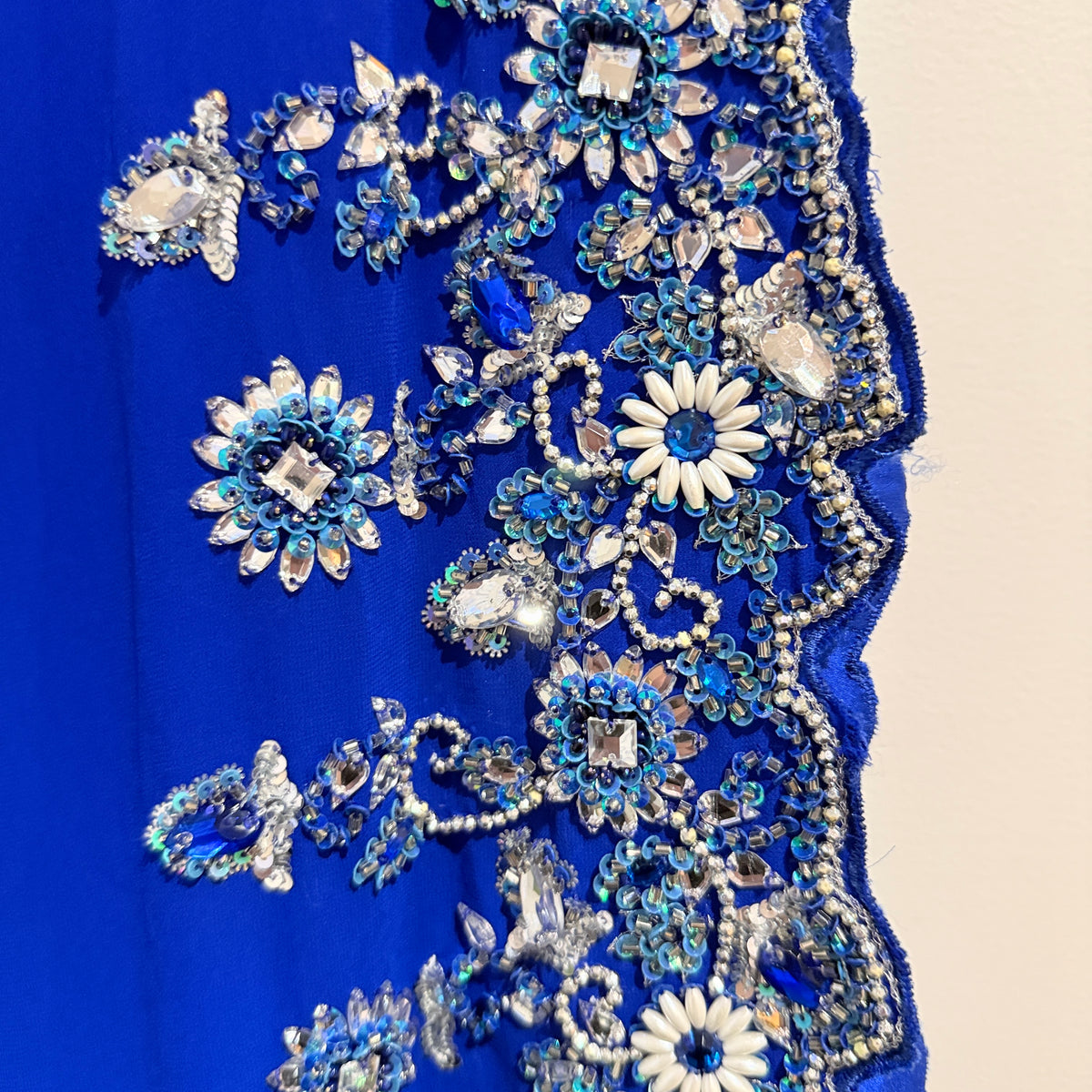 Royal Blue Beaded and Jewelled Embroidered Saree