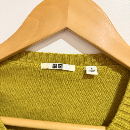 Uniqlo Mustard Wool Blend V Neck Jumper Size L