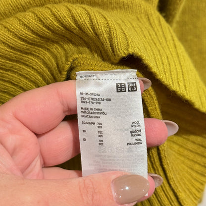 Uniqlo Mustard Wool Blend V Neck Jumper Size L