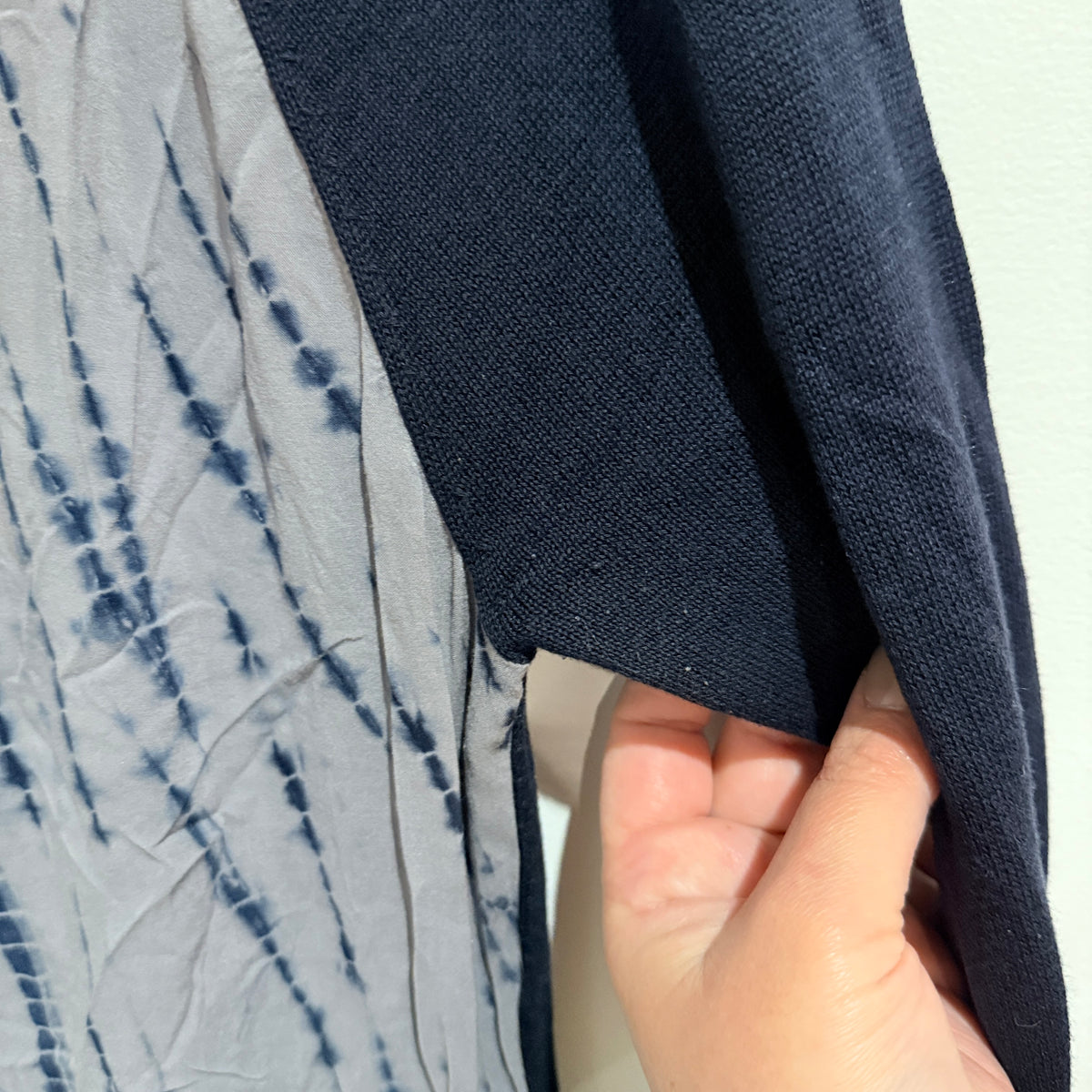 Max Navy Knit Top with Tie Dye Print Back Size M