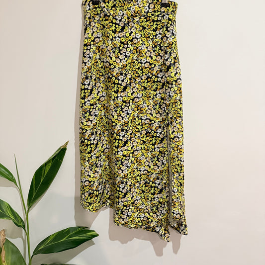 Spirit Yellow Daisy Floral Print Midi Skirt Size 8