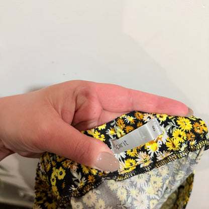 Spirit Yellow Daisy Floral Print Midi Skirt Size 8
