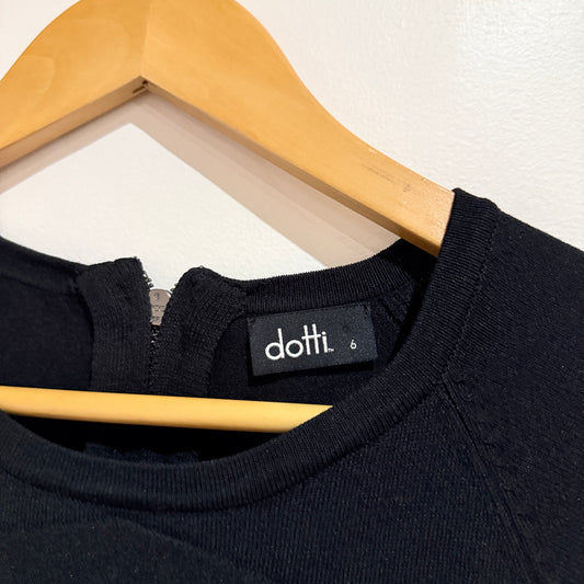 Dotti Black Knit Puff Sleeve Fit and Flare Dress Size 6
