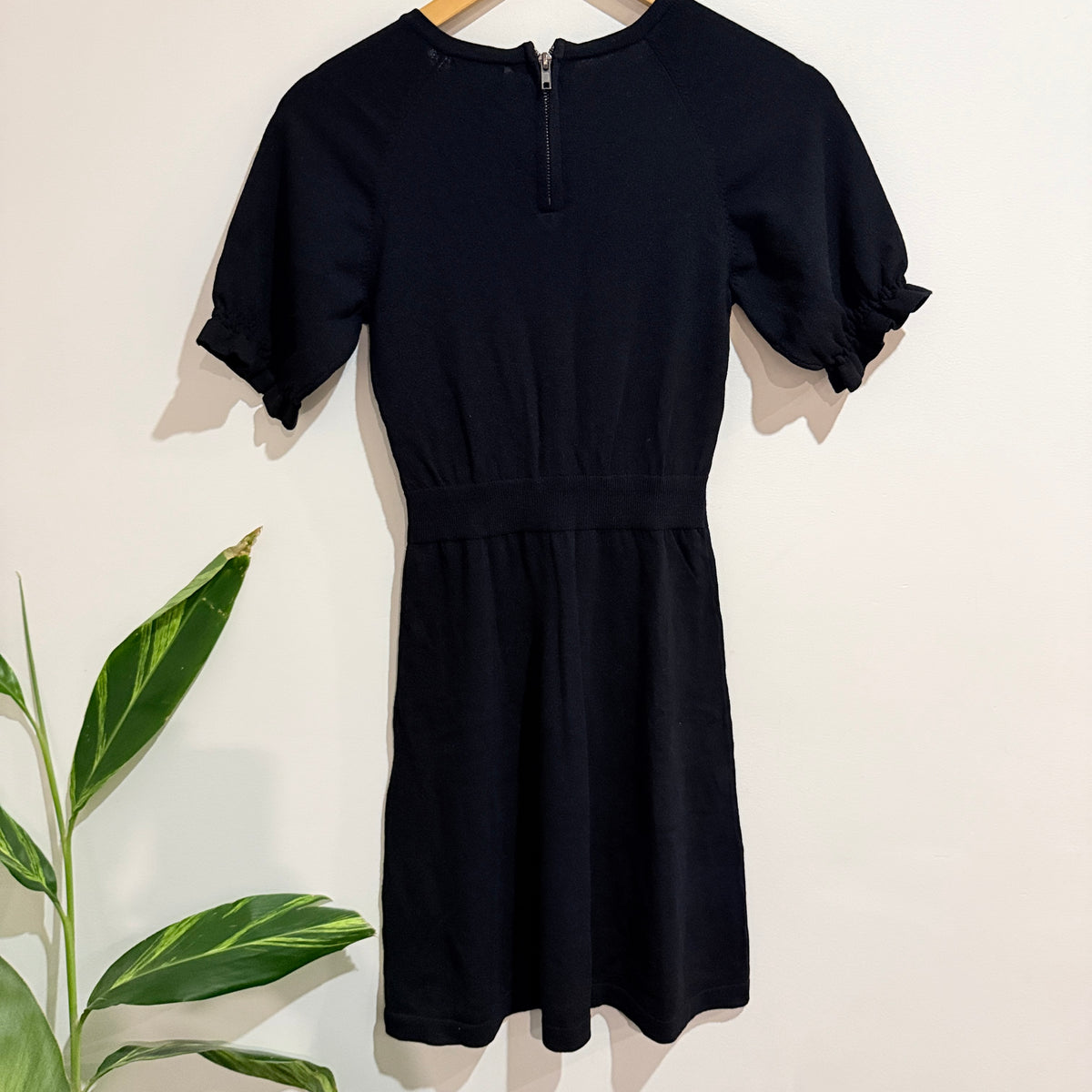 Dotti Black Knit Puff Sleeve Fit and Flare Dress Size 6