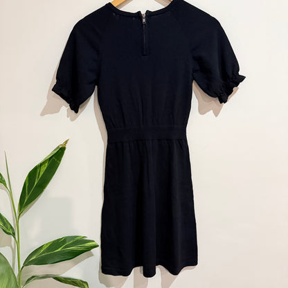 Dotti Black Knit Puff Sleeve Fit and Flare Dress Size 6