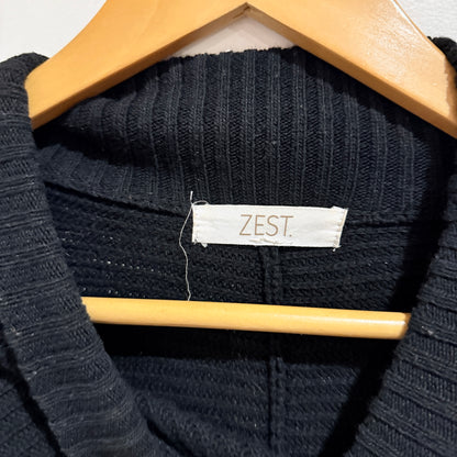 Zest Black Ribbed Knit Funnel Neck Jumper