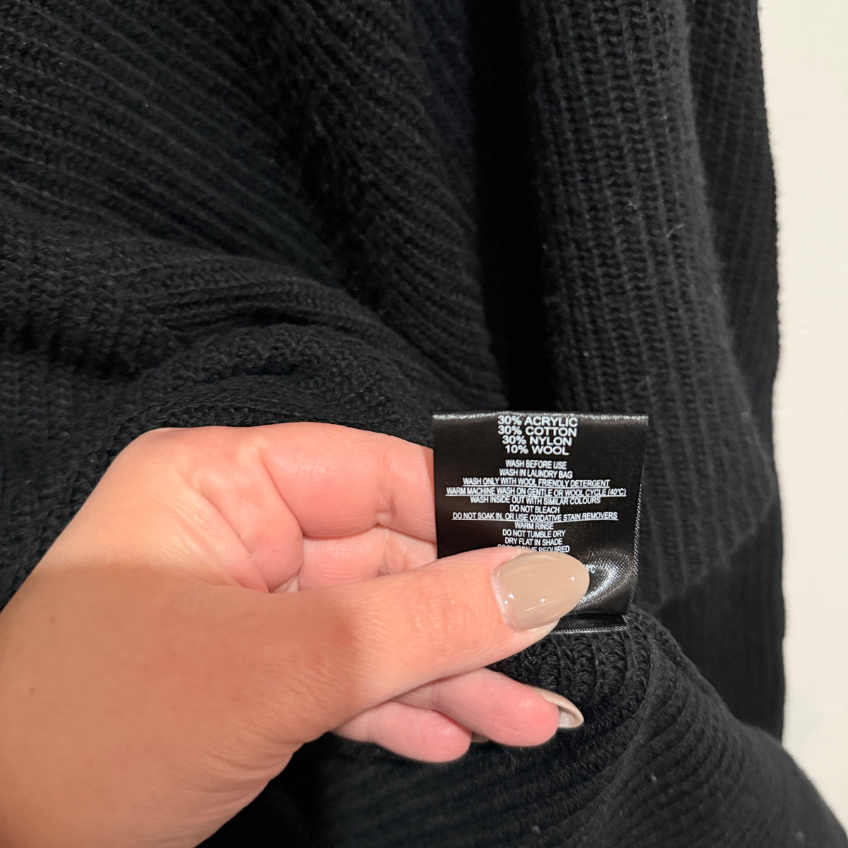 Zest Black Ribbed Knit Funnel Neck Jumper