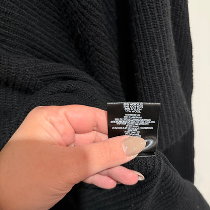 Zest Black Ribbed Knit Funnel Neck Jumper