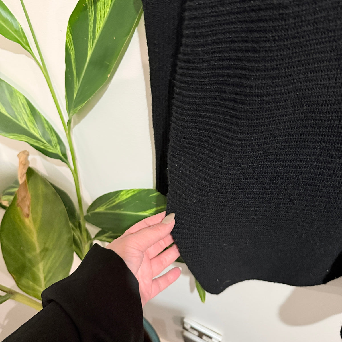 Zest Black Ribbed Knit Funnel Neck Jumper