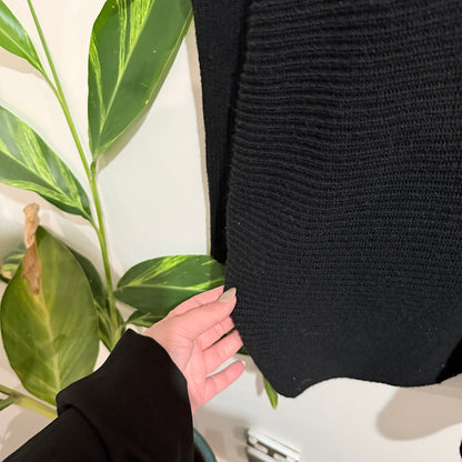 Zest Black Ribbed Knit Funnel Neck Jumper