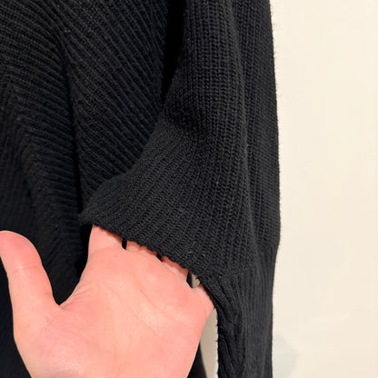 Zest Black Ribbed Knit Funnel Neck Jumper