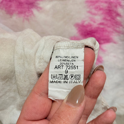 Made in Italy Pink and White Tie Dye Linen and Silk One Size Top