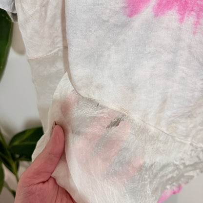 Made in Italy Pink and White Tie Dye Linen and Silk One Size Top
