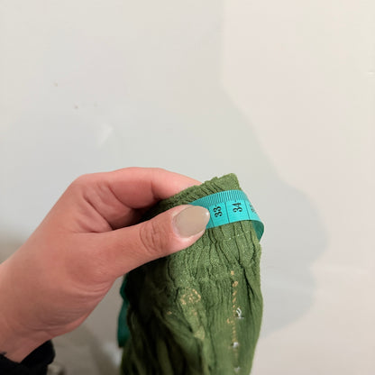 Green Sequin Embroidered Boho Maxi Skirt Free Size