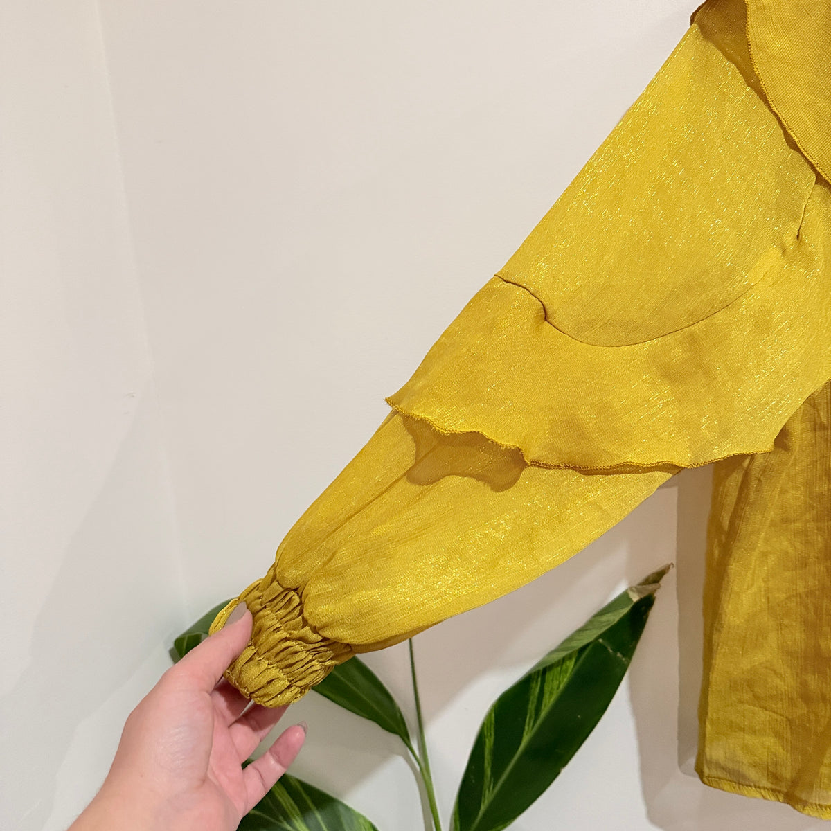 Mustard Yellow Ruffle Collar Blouse - 50cm u/arm