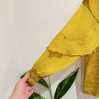 Mustard Yellow Ruffle Collar Blouse - 50cm u/arm