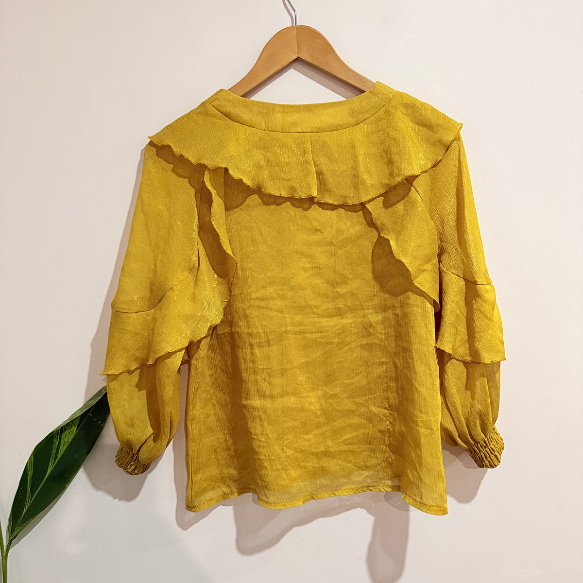 Mustard Yellow Ruffle Collar Blouse - 50cm u/arm