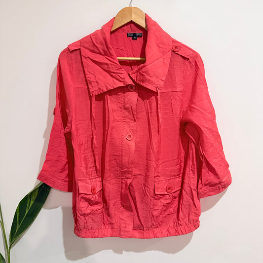 Spiral Coral Zip Front Lightweight Jacket Size 14