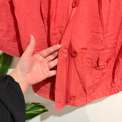Spiral Coral Zip Front Lightweight Jacket Size 14