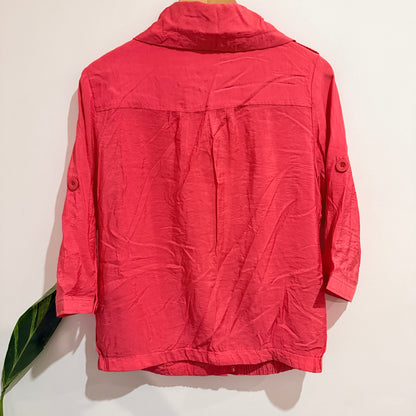 Spiral Coral Zip Front Lightweight Jacket Size 14