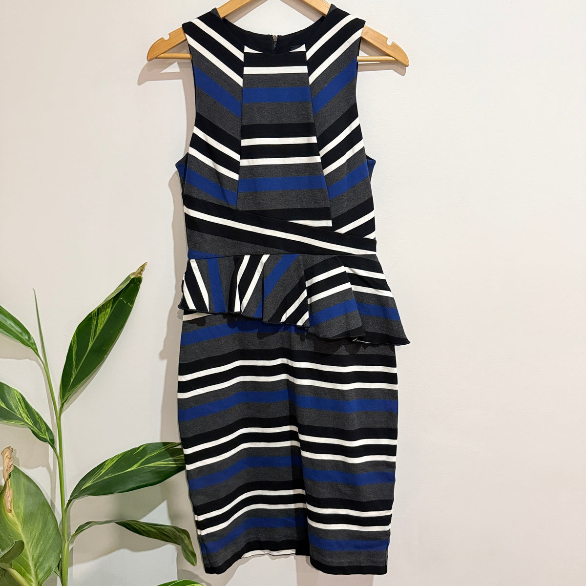 Cue City Striped Peplum Dress Size 10