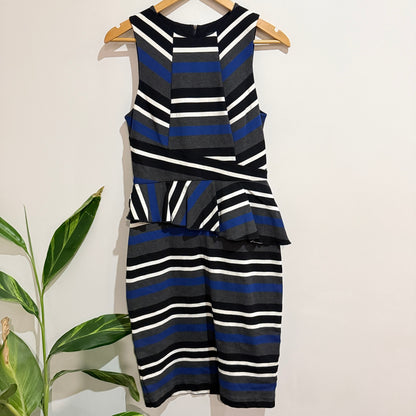 Cue City Striped Peplum Dress Size 10