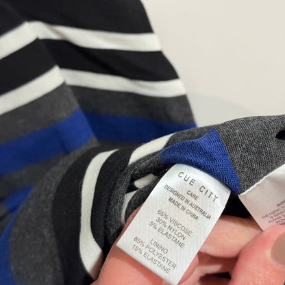 Cue City Striped Peplum Dress Size 10