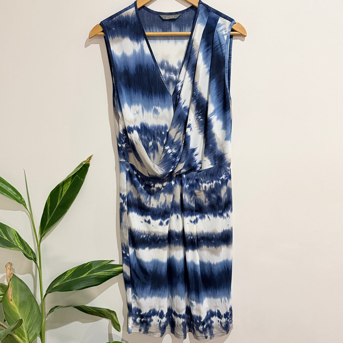 Jacqui E Blue Tie Dye Print Dress Size S