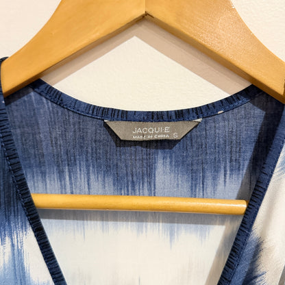Jacqui E Blue Tie Dye Print Dress Size S