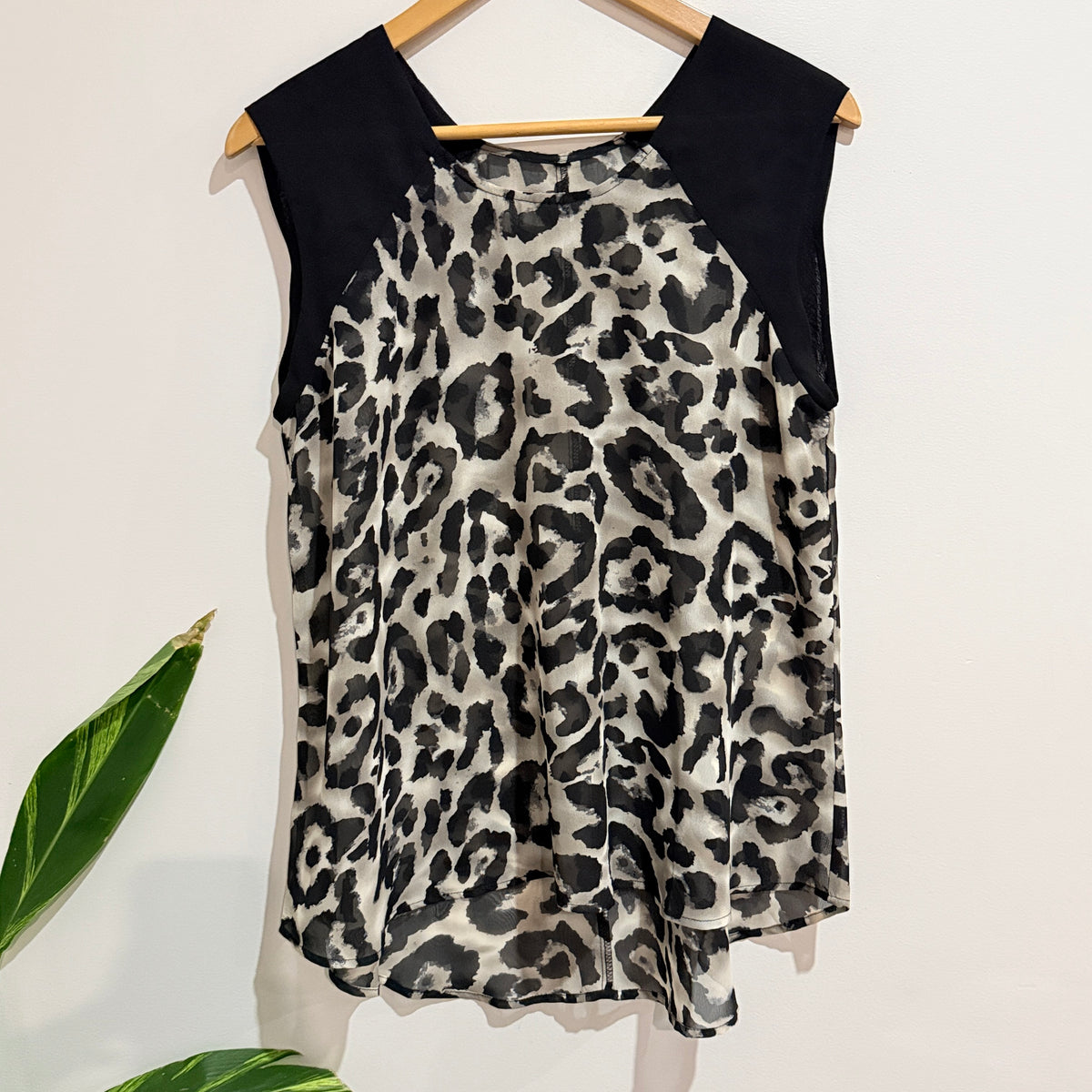 Leopard Print Sheer Top - 51cm u/arm