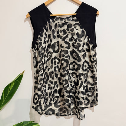 Leopard Print Sheer Top - 51cm u/arm