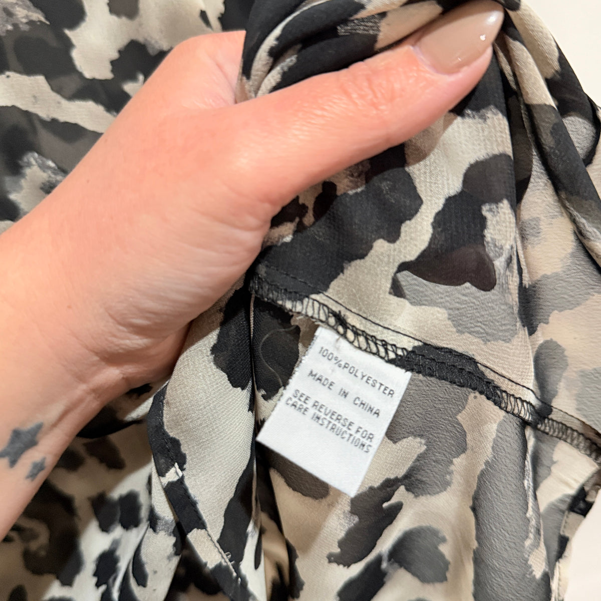 Leopard Print Sheer Top - 51cm u/arm
