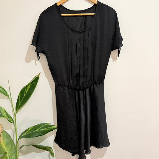 Living Doll Black Satin Short Sleeve Dress Size 8