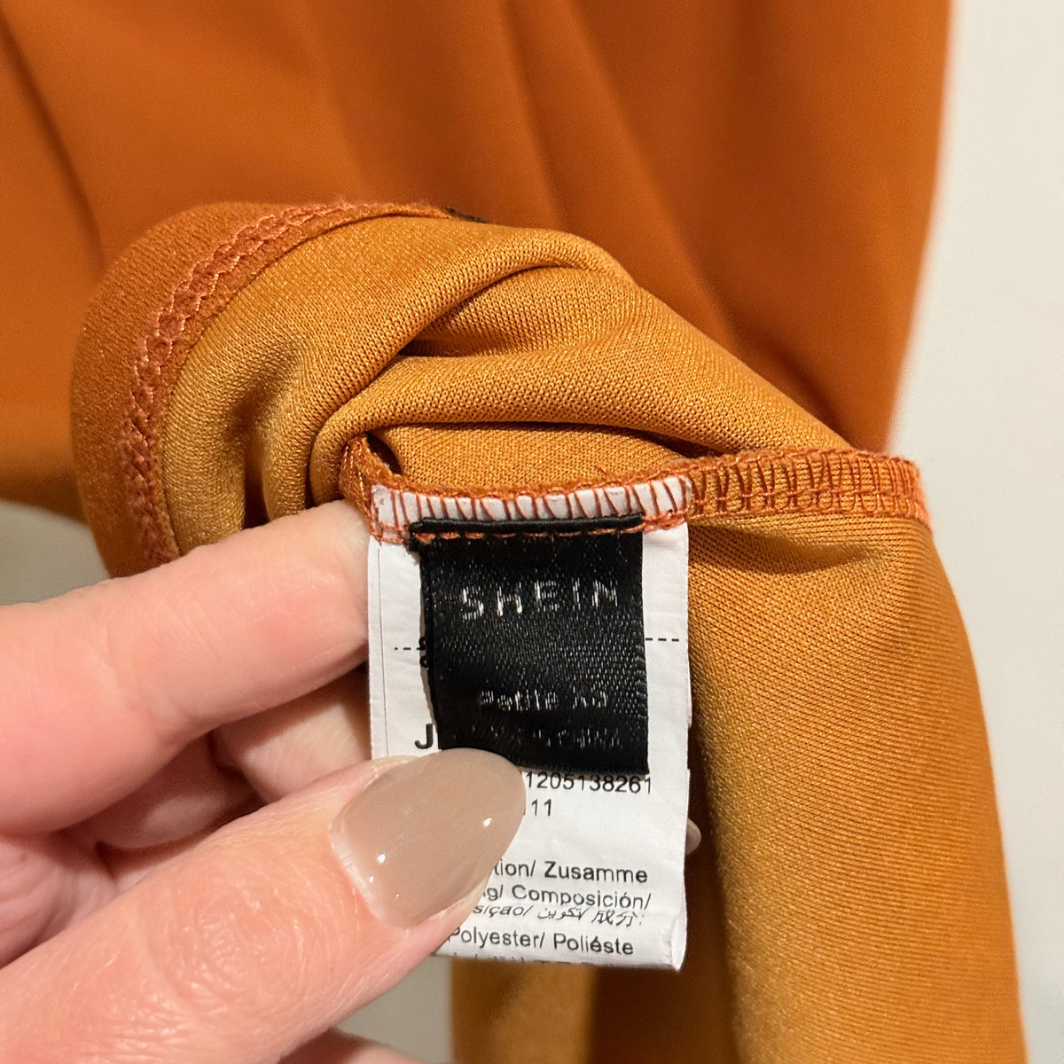 SHEIN Rust Ruched Bodycon Midi Dress Size Petite XS