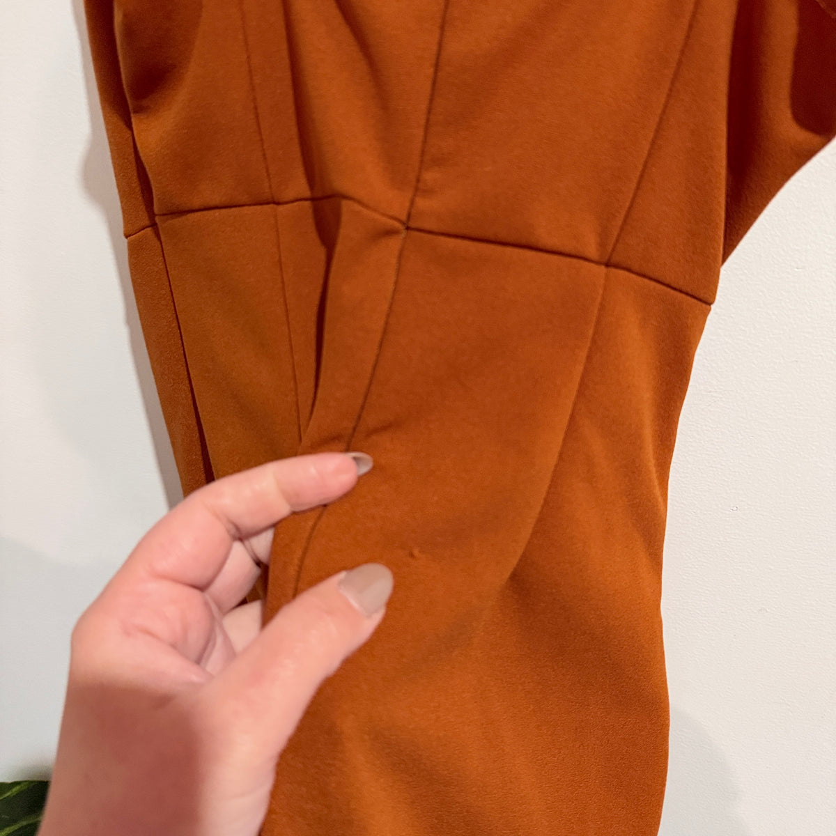 SHEIN Rust Ruched Bodycon Midi Dress Size Petite XS