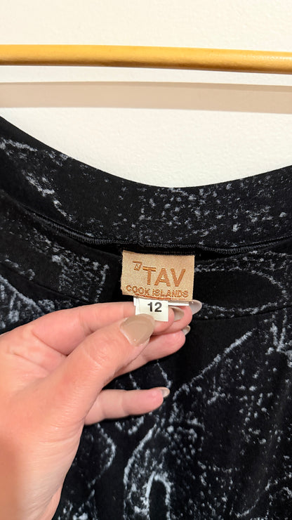 TAV Black Marbled Print Long Sleeve Jumpsuit Size 12