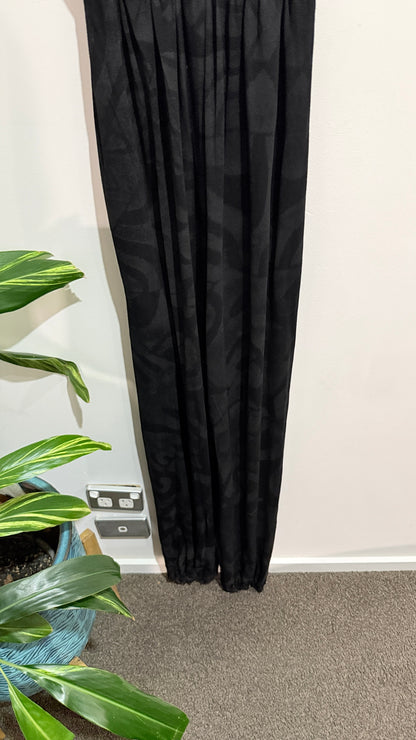 TAV Black Marbled Print Long Sleeve Jumpsuit Size 12