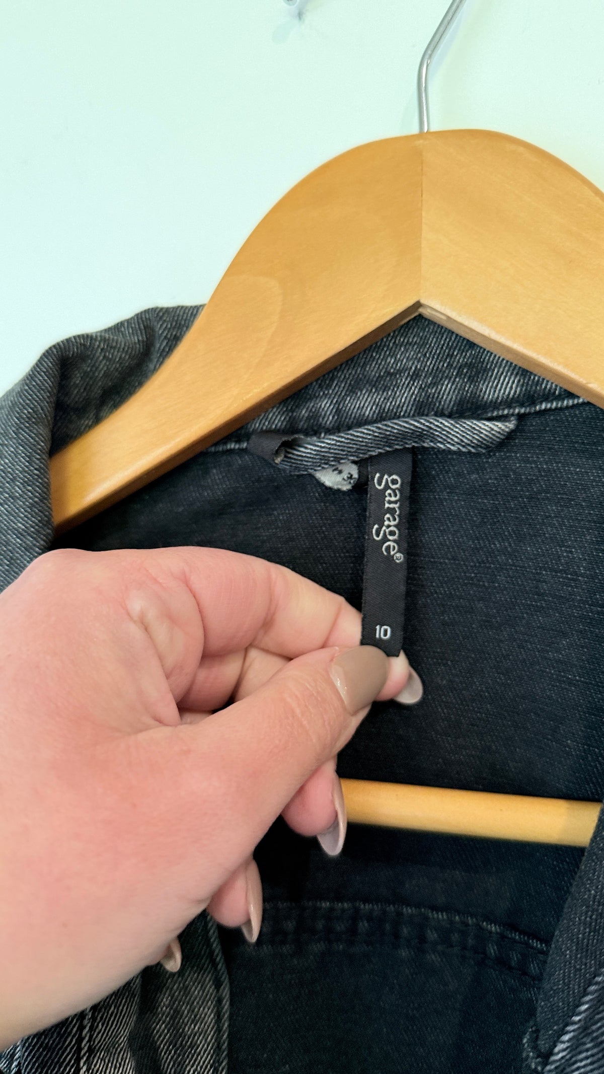 Garage Washed Black Denim Jacket Size 10