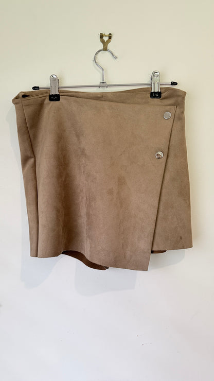 Zara Tan Faux Suede Skort Size S