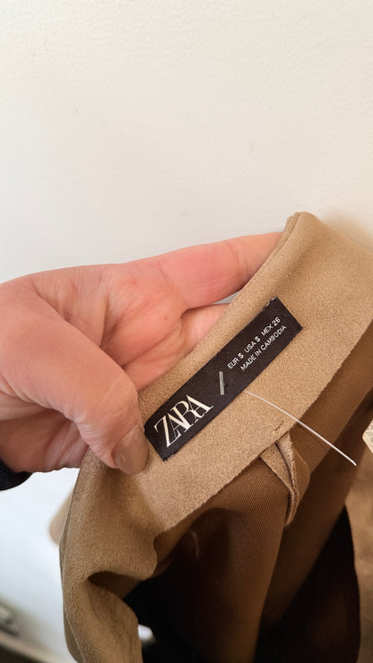 Zara Tan Faux Suede Skort Size S