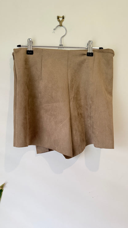 Zara Tan Faux Suede Skort Size S