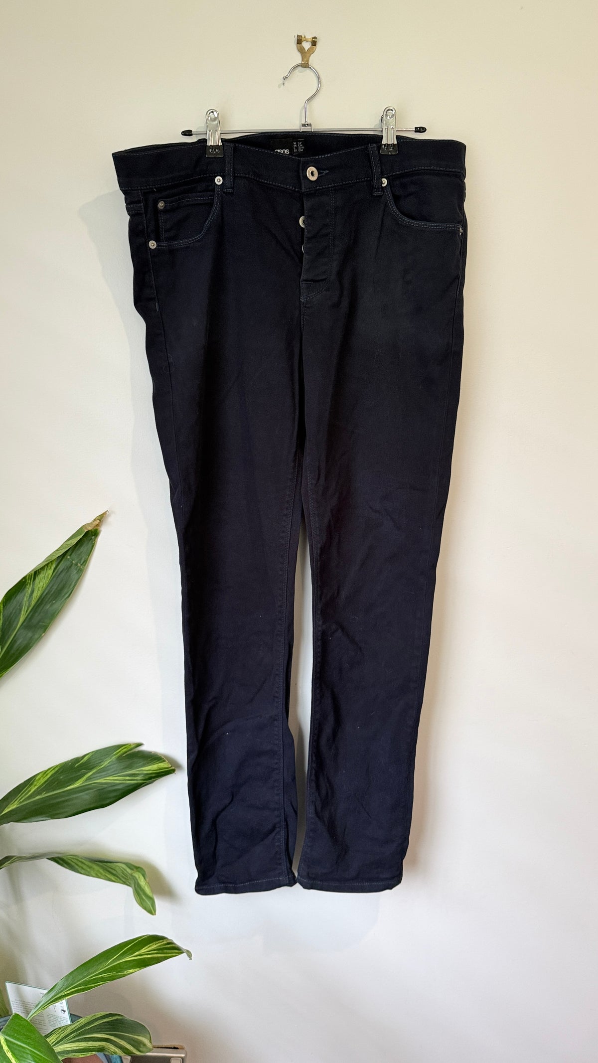 ASOS Navy Button Fly Jeans Size W34 L32