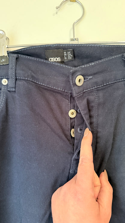 ASOS Navy Button Fly Jeans Size W34 L32