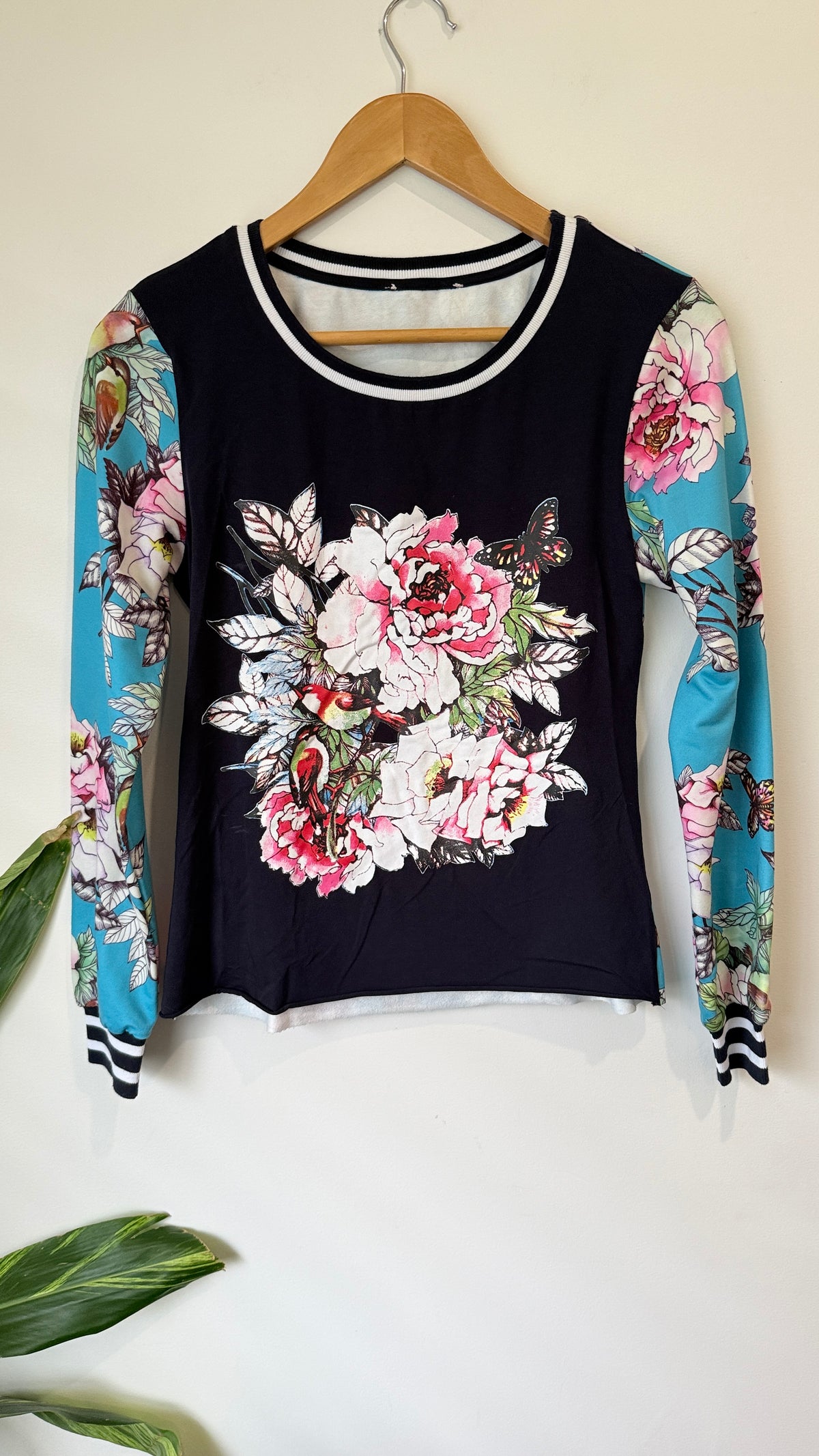 Floral Print Long Sleeve Top 42cm u/arm