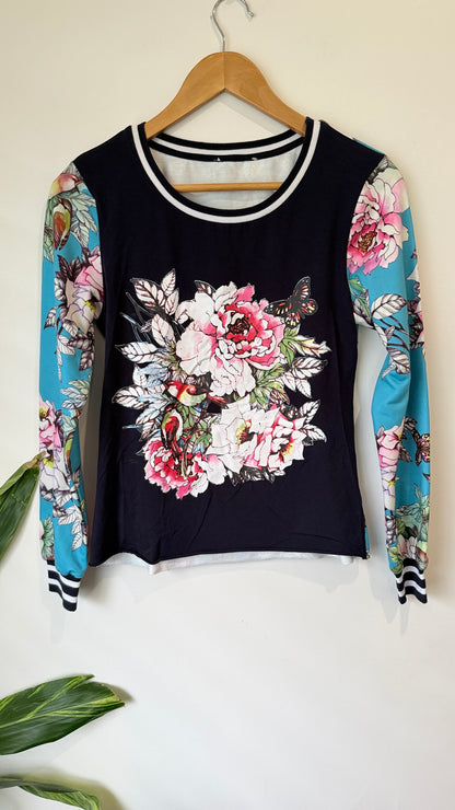 Floral Print Long Sleeve Top 42cm u/arm