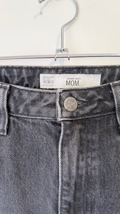 Topshop Moto Washed Black Mom Jeans Size W28 L30